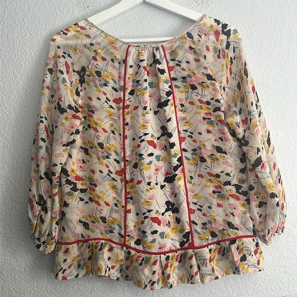 Diane Von Furstenburg Floral Print Silk Button Down 3/4 Sleeve Top Womens Size 6 - Picture 2 of 13